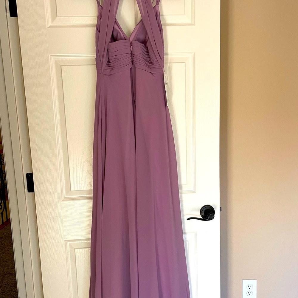 Azazie Aubrey full length dress in color Wisteria